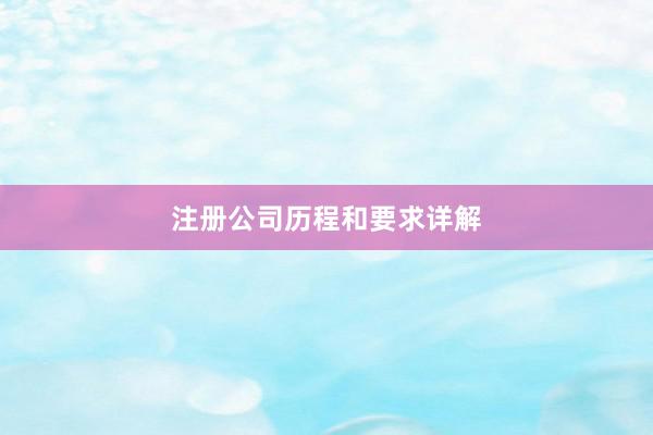 注册公司历程和要求详解
